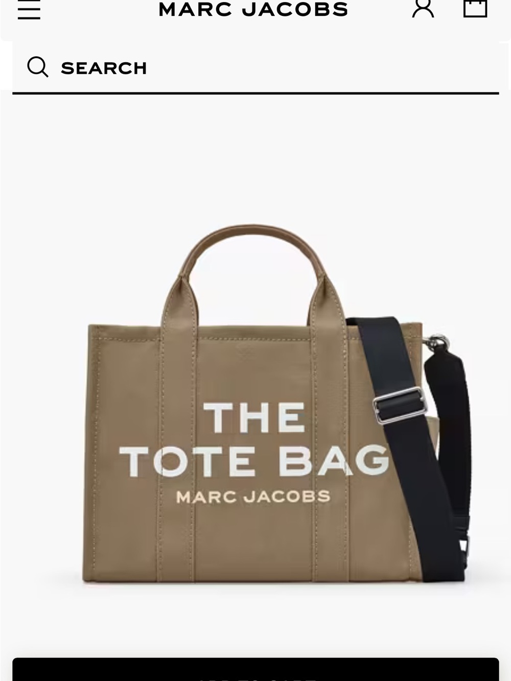 Marc Jacobs Olive Green 'The Tote Bag' Canvas Tote with Black Strap